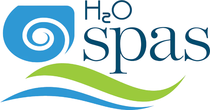 A green and blue logo for h 2 o spa.