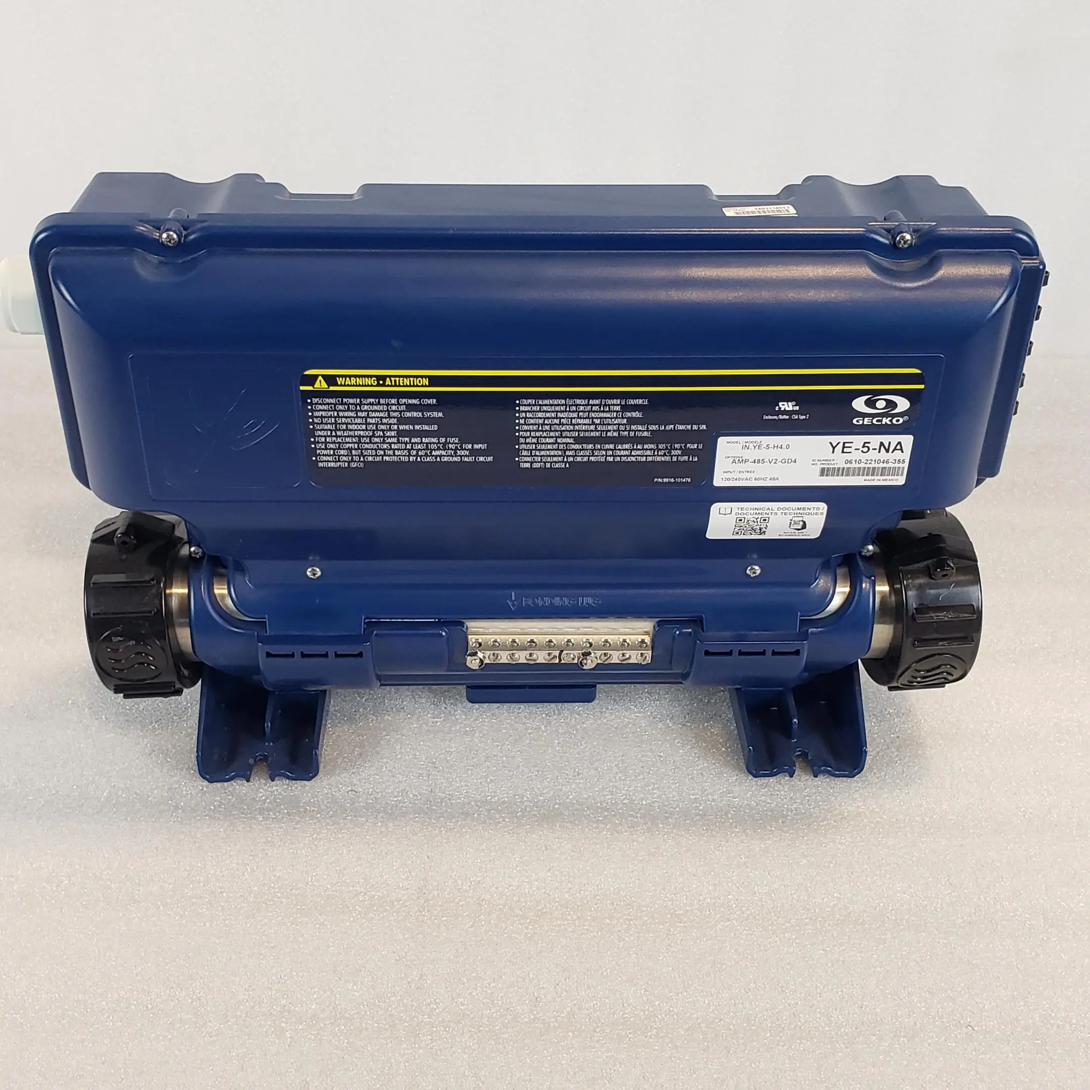 A blue box with a yellow stripe on it