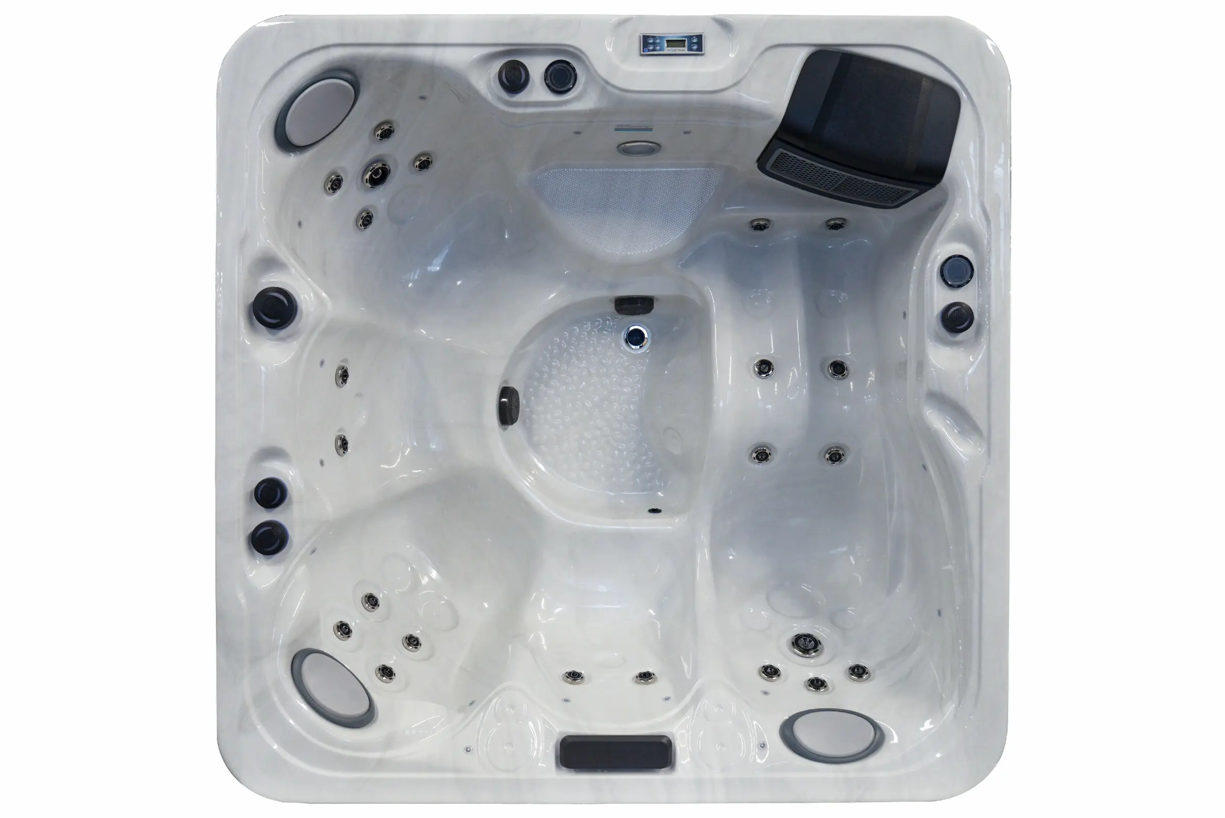 A top view of the spa with many different features.