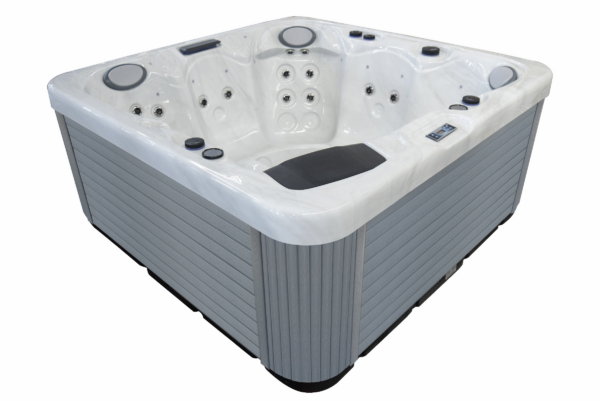 A large hot tub with many features.
