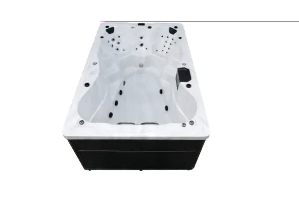 A white and black tub with many holes in it