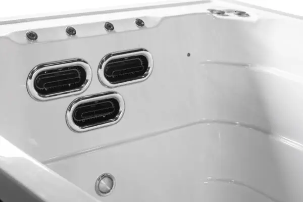 A close up of the side vents on an outdoor spa