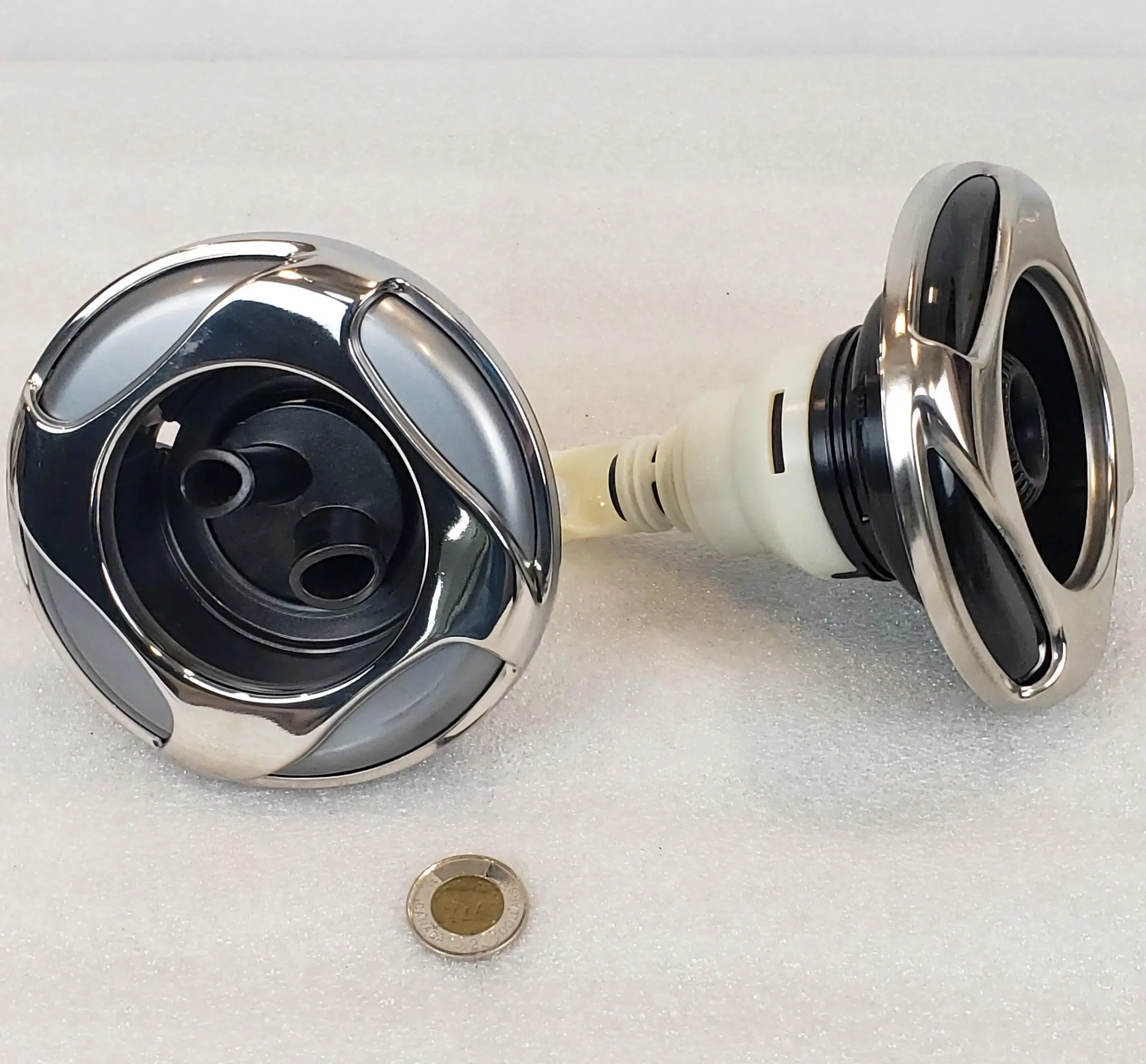 A pair of knobs that are on the floor.